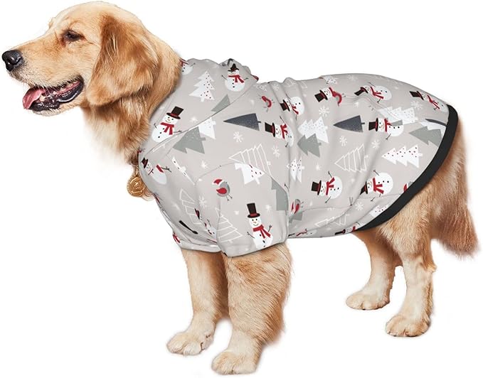 Christmas Gray Snowman Hoodie,Christmas Cosplay Dog Clothes with Pocket and Hat Winter Clothes Sweaters Small