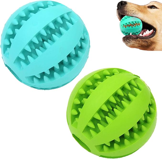 Sunglow 2 Pack Dog Toy Ball - Nontoxic Bite Resistant Teething Toys for Small/Medium/Large Dog and Puppy Cat, Dog Pet Food Treat Feeder Chew Tooth Cleaning Exercise Game IQ Training