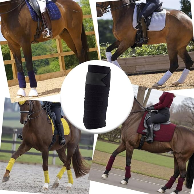 Horse Polo Leg Wraps Soft Fleece Wraps Equestrian Leg Bandage 4-Pack (Cob(8.2ft), Yellow)