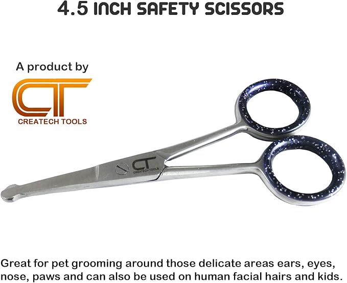 CT Pet Cat Dog Grooming Scissors Kit - 6 & 4 inch Hair Cutting Scissors Set, Japanese Stainless Steel Curved Blades with Safety Round Tips for Your Beloved Pets