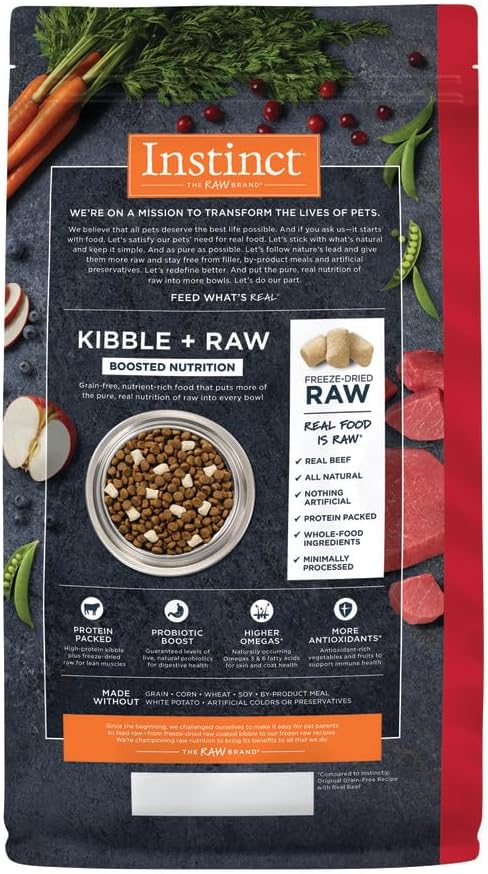 Instinct Raw Boost, Natural Dry Dog Food with Freeze Dried Pieces, High Protein, Grain Free Recipe - Real Beef, 3.5 lb. Bag