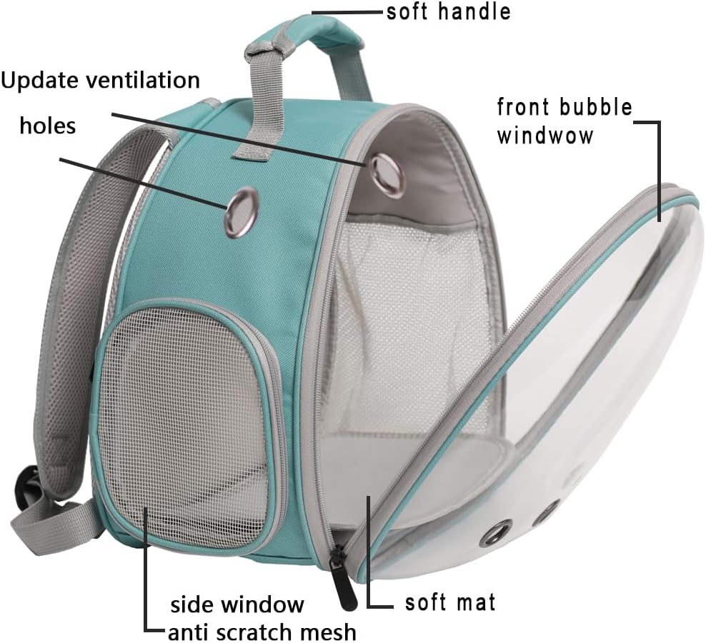 Bearded Dragon Travel Backpack with Harness and Leash Set,Lizard Backpack Travel Carrier,Space Capsule Clear Bubble Window Astronaut Reptile Carrier Backpack for Kids, Airline Approved