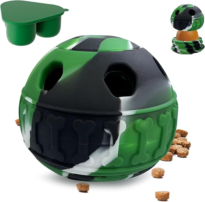 Interactive Dog Licking Toy - Freezable Fillable, Slow Feeding Puzzle Ball, Relieves Boredom and Stimulates Intelligence - This Interactive Dog Toy is Suitable for Small and Medium Breed