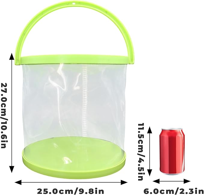 Foldable Small Aquarium, Portable Fish Tank, Fish Transport Container, Plasitc Fish Bowl, Beginner Tank, Great Concept for Catching and Release Critters, Beach, Pool and Lake (Green, Large)