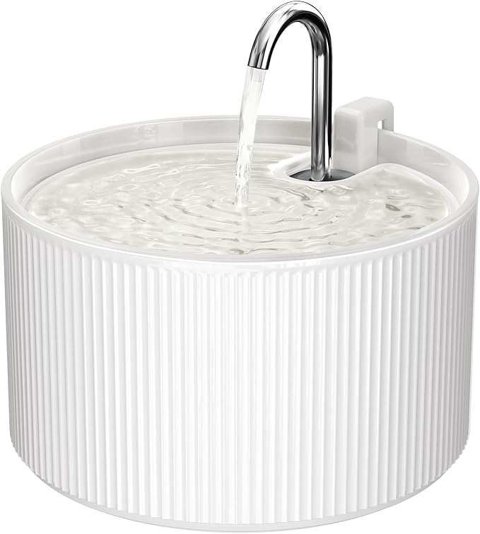 Voluas Ceramic Cat Water Fountain, 2.2L/74oz Cat Fountains for Drinking Indoor, Automatic Pet Water Dispenser with Ultra-Quiet Pump and Replacement Filter, Kitty Watering Supplies, Easy Clean BPA-Free