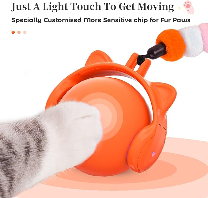 ORSDA Cat Toys for Indoor Cats, New Intelligent Voice Timing Touch Control Cats Ball, Simulate Mouse Sound Kitten Toy, Automatic Interactive Moving Cat Toy for All Ages