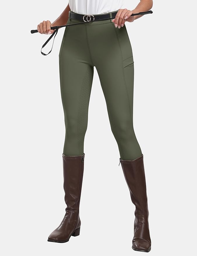 MoFiz Women's Silicone Full Seat Horse Riding Pants Zipper Pockets Equestrian Breeches Riding Tights
