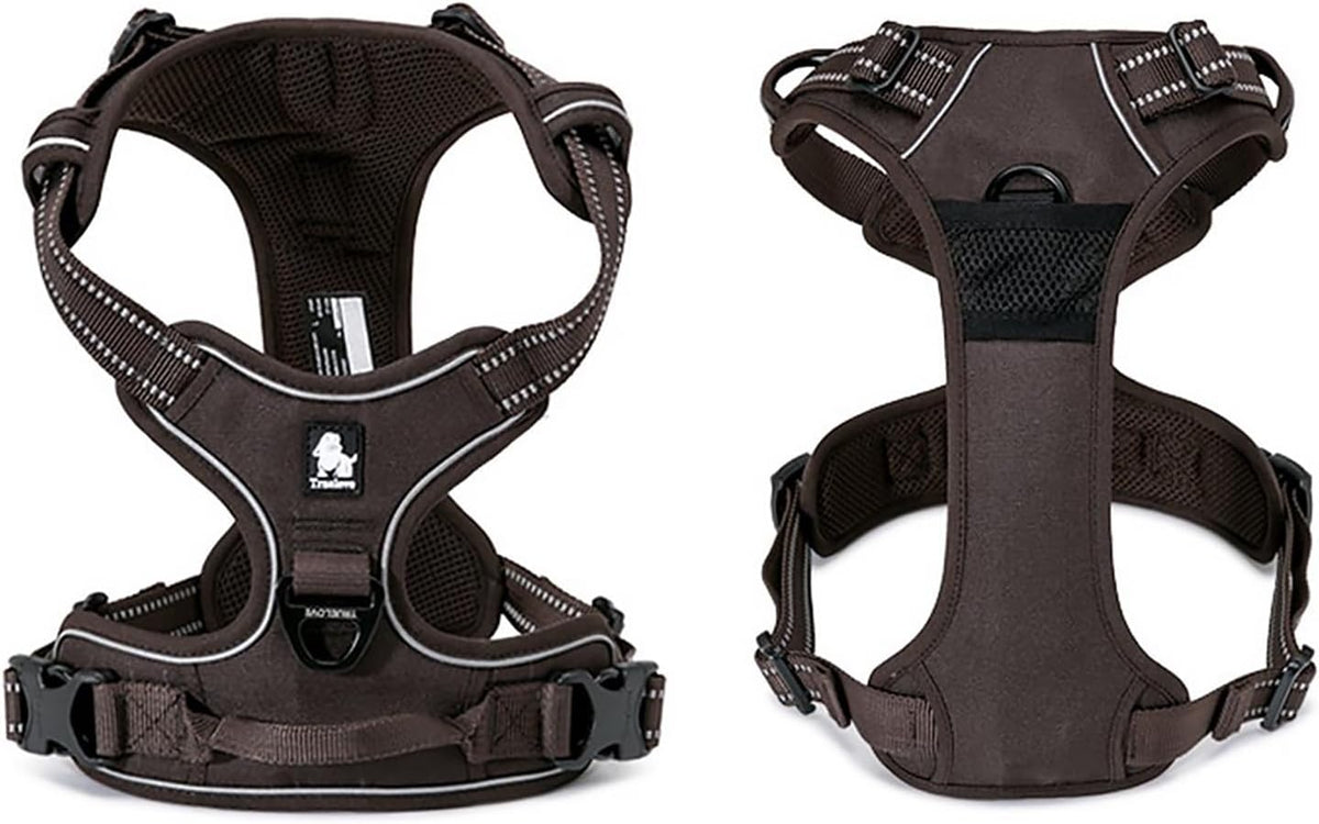 TRUE LOVE Adjustable No-Pull Dog Harness Reflective Pup Vest Harnesses Comfortable Control Brilliant Colors Truelove TLH5651(Brown,S)