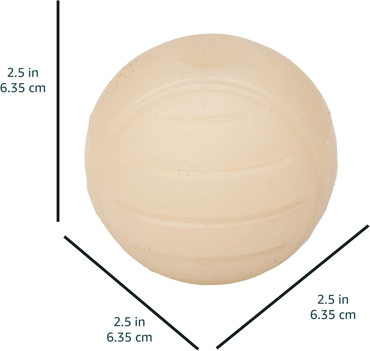 Amazon Basics Dog Toys, Interactive Glow Rubber Balls, (Pack of 3), 2.5 inch, Beige