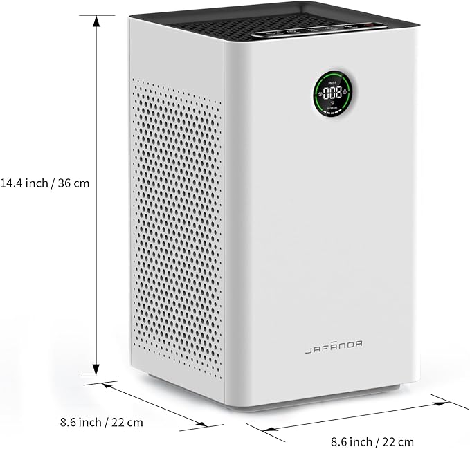 Jafända Air Purifiers for Home Large Room, Smart WiFi and Alexa Control, True HEPA 13 Filter Air Cleaner with Activated Carbon, 1190 Ft², Remove Dust Pollen Smoke Odors, Quiet Sleep Mode 23dB