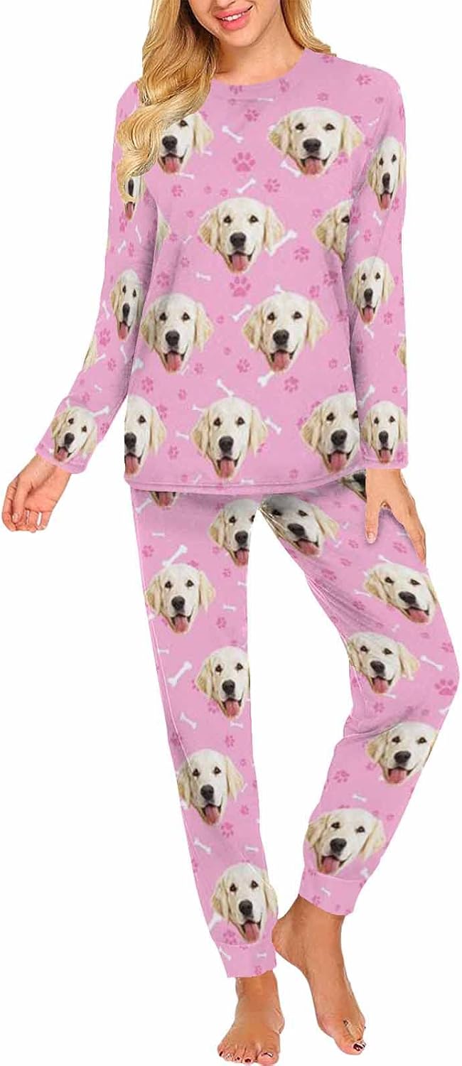 MyPupSocks Custom Face Pajamas Sets for Women, Personalized Photo Sleepwear XS-XXL