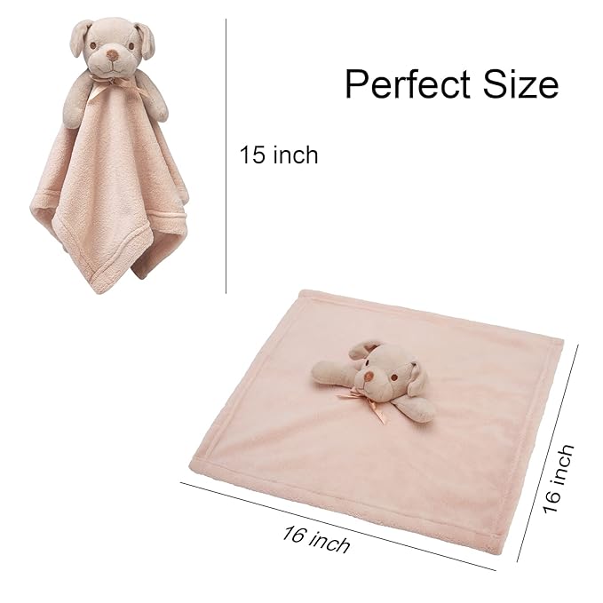 Pro Goleem Dog Security Blanket Brown Soft Puppy Lovey for Boys and Girls Unisex Lovie Baby Gifts for Toddler and Infant Snuggle Toy Stuffed Animal 16 Inch