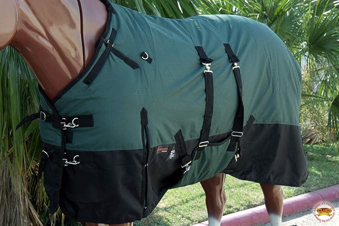HILASON 1200D Winter Waterproof Poly Horse Turnout Blanket Belly Wrap Green | 84 in