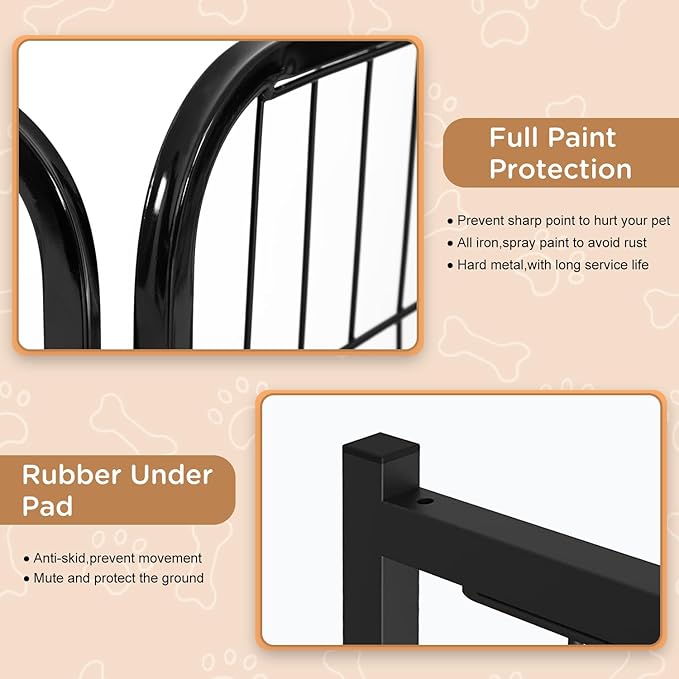 BestPet | Dog Playpen | 40 Inch, 6 Panels | Heavy Duty Metal Pet Exercise Pen | Indoor Outdoor Fence Panels | Rust-Resistant, Removable, Tool-Free Setup | Anti-Skid, Expandable Design