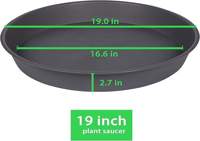 Plant Saucer, 2 Pack Largee Plant Saucer 18 19 inch (19", Cement Gray)