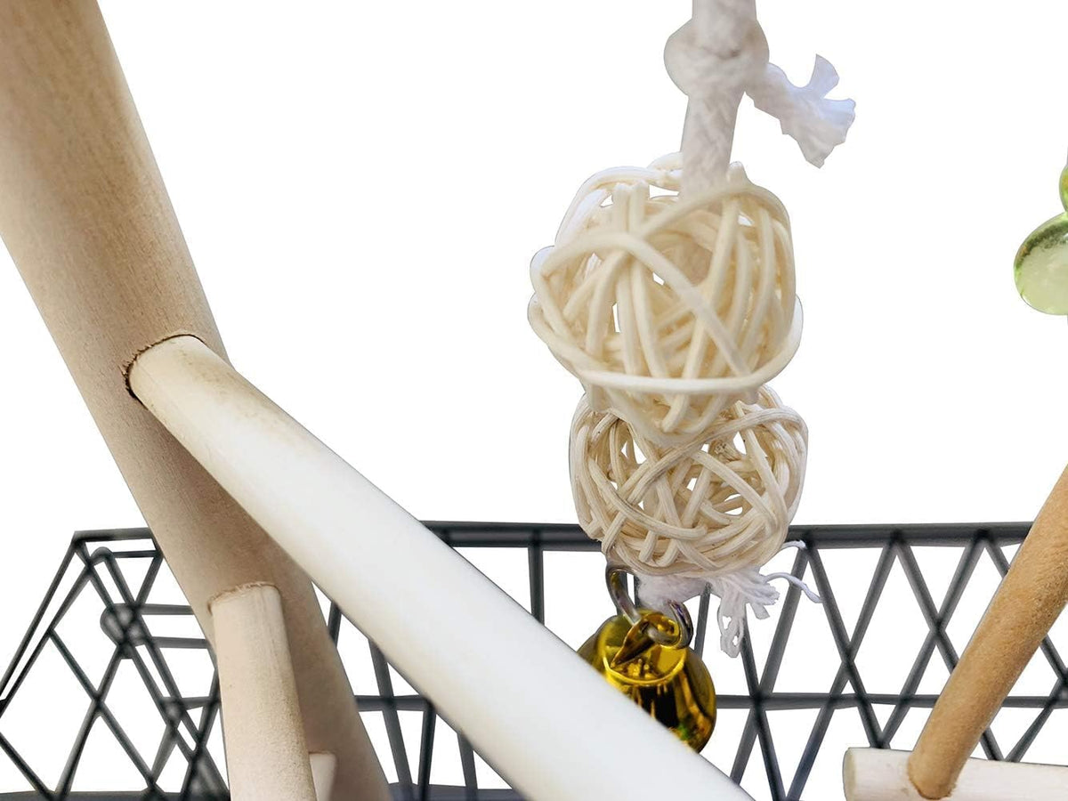 Hamiledyi Small Bird Playground Natural Wood for Top of Cage Bird Play Stand Bird Stands for Parrots Bird Perch Stand Bird Play Gym Bird Toys for Small Bird Parrot Cockatiel Love Birds Budgie