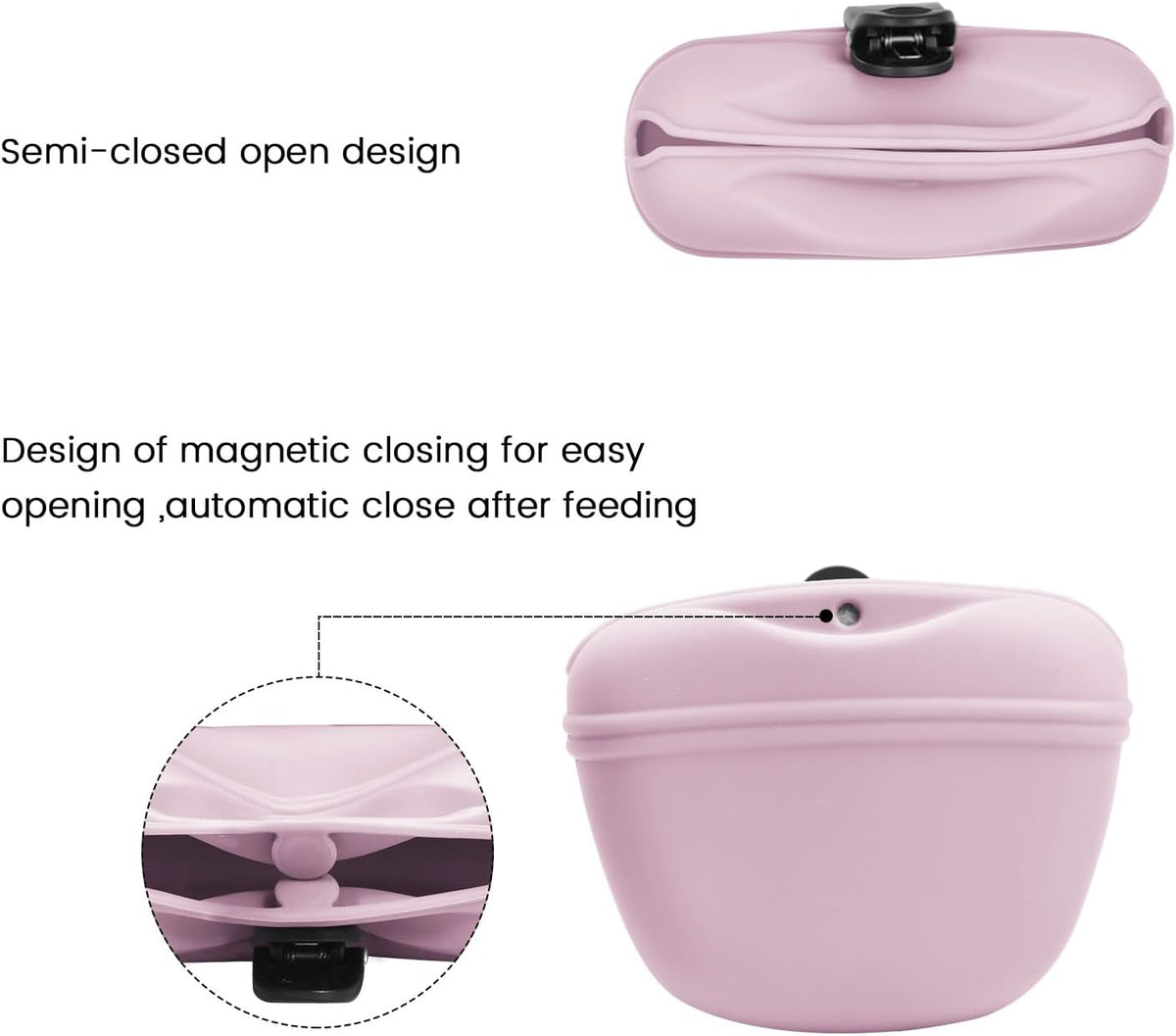 AUDWUD Silicone Dog Treat Pouch,With Dog Training Clicker,Clip on Portable Training Container,Convenient Magnetic Buckle Closing and Waist Clip