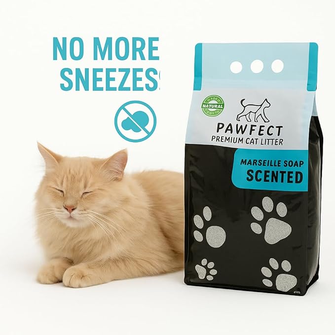 Marseille Soap Scented Cat Litter – 17.2 lb / 9L, Fast Clumping, Natural Odor Absorption, Lightweight Formula, Made with Turkish White Bentonite