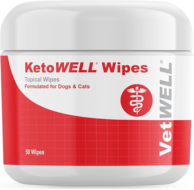 KetoWELL Topical Wipes with Ketoconazole for Dogs & Cats Pet Wipes - 50 Count