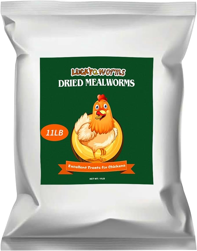 Bulk Mealworms 11Lbs, High-Protein Dried Mealworms, 100% Non-GMO Mealworm Treats for Birds, Chickens, Turtles, Fish, Hamsters and Hedgehogs All Natural Animal Feed
