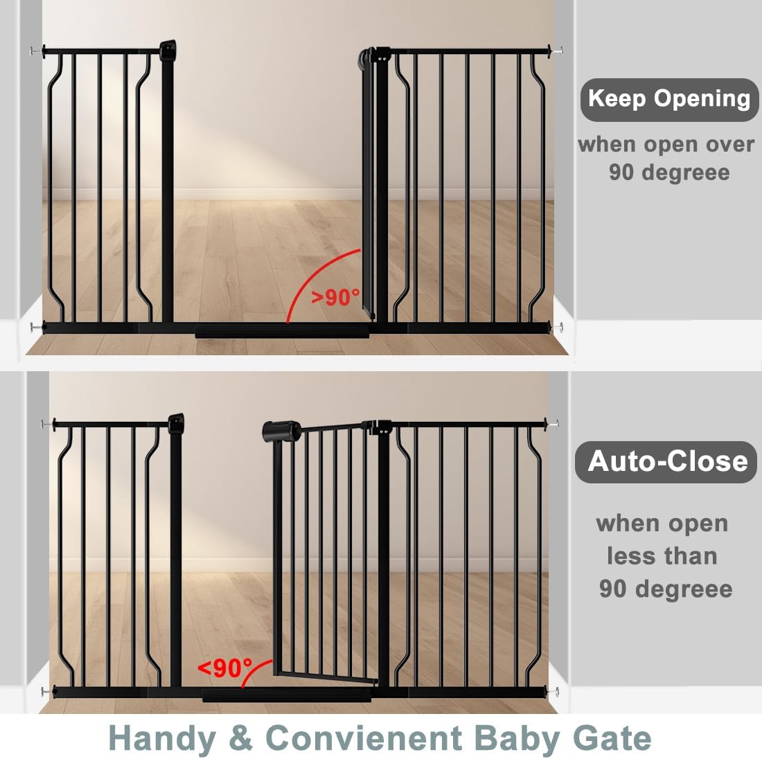 Fairy Baby Extra Wide Baby Gate 85.8-90.5 Inch Wide, Walk Through Pressure Mounted No Drill, Long and Large Tension Gate for Pet and Kids
