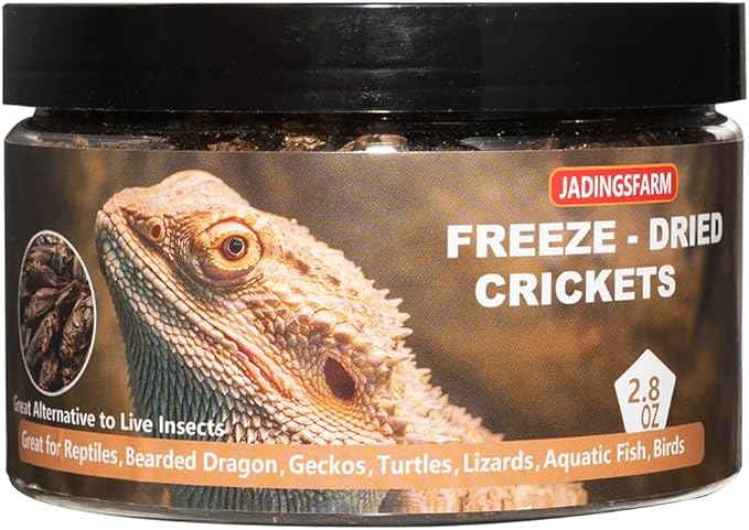 Freeze Dried Crickets – 2.8 Oz High Protein Freeze Dried Crickets, Food for Reptiles, Bearded Dragons, Lizards, Geckos, Birds, Fish,Hedgehogs, Bearded Dragon Food