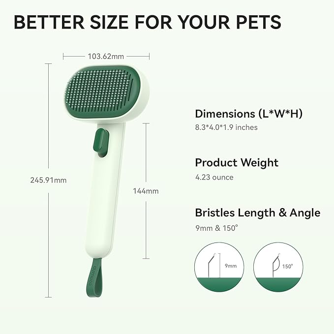 Aumuca Cat Brush for Shedding, Cat Brushes for Indoor Cats, Horses Grooming Deshedding Brush for Dog Kitten Horse Massage Removes Loose Fur, Forest Green