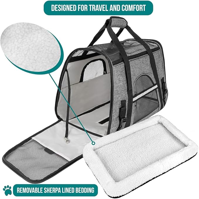 PetAmi Airline Approved Pet Carrier for Cat, Soft Sided Dog Carrier for Small Dog, Cat Travel Supplies Accessories Indoor Cat, Ventilated Pet Carrying Bag Medium Large Kitten Puppy, Small Heather Gray