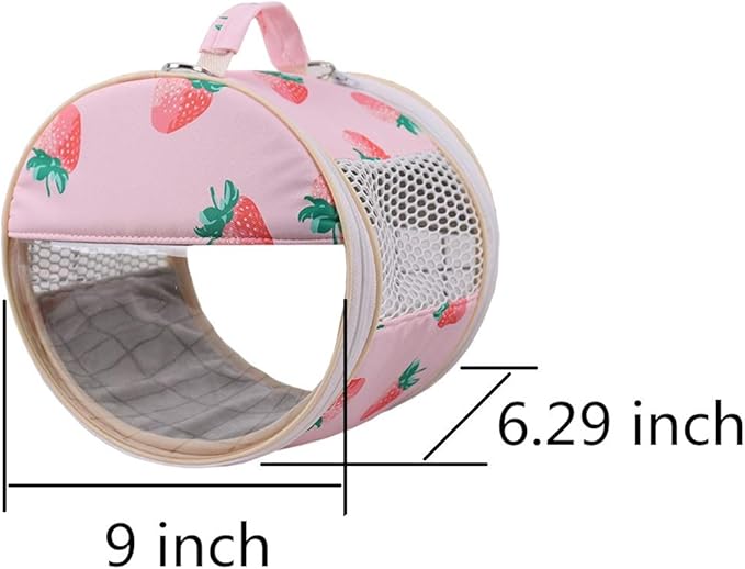 Small Pet Carrier Bag Portable Travel Carrier for Hamster Rat Baby Guinea Pig Sugar Glider Hedgehog Small Birds (M, Pink)