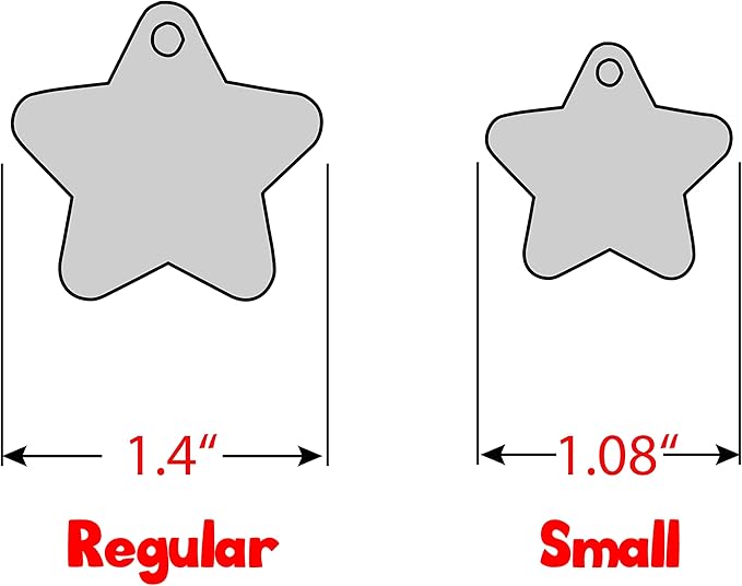 Personalized Dog Tag with 5 Lines of Custom Deep Engraved Durable Stainless Steel Pet ID Name Tag Designer Regular Size Star