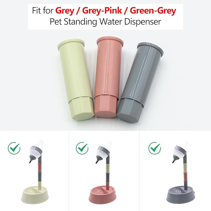 NACOCO Pet Standing Water Dispenser - Cat Dog Standing Bowl with Detachable Pole Automatically Feeding Water Height Adjustable(Grey/Grey Pink/Green Grey Adjustable Rods)