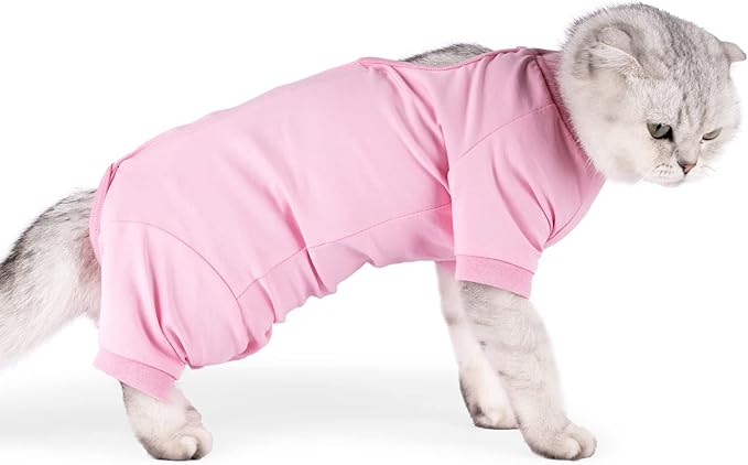 LIANZIMAU Cat Surgical Recovery Suit Professional for Male Female Dog Abdominal Wounds Cone E-Collar Alternative Anti-Licking Pet Surgical Recovery Pajama Suit Soft Fabric Onesie for Cats