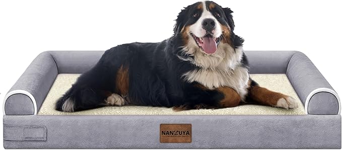 Large Dog Bed Orthopedic Washable: Jumbo Dog Bed Bolster Extra Large Dogs Egg Crate Foam Sofa Couch Waterproof Removable Cover - Purple