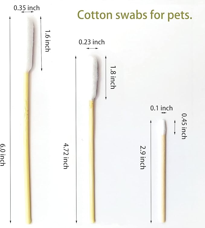 Long Cotton Swabs for Dog Ear Cleaning, 800pcs, 4.7 Inch Biodegradable Cotton Tips, Eco-Friendly Bamboo Cotton, Pet Ear Care & Wound Treatment, 16 Resealable Bags