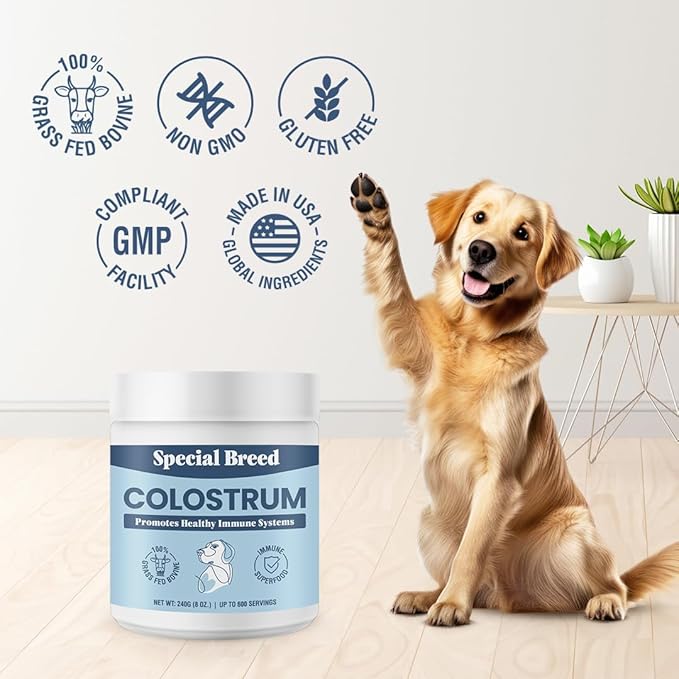 Special Breed Bovine Colostrum for Dogs and Cats, Immune Support Supplement for Allergy and Itch Relief, Grass Fed Colostrum Powder (240 Grams)