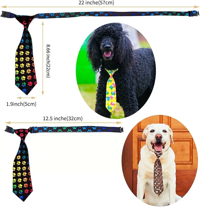 PET SHOW 10pcs Paw Print Medium Dog Ties Neckties for Medium Large Dogs Adjustable Holiday Birthday Grooming Accessories Neck Ties Girl Boy Festival Wedding Costumes Puppies Party Gift