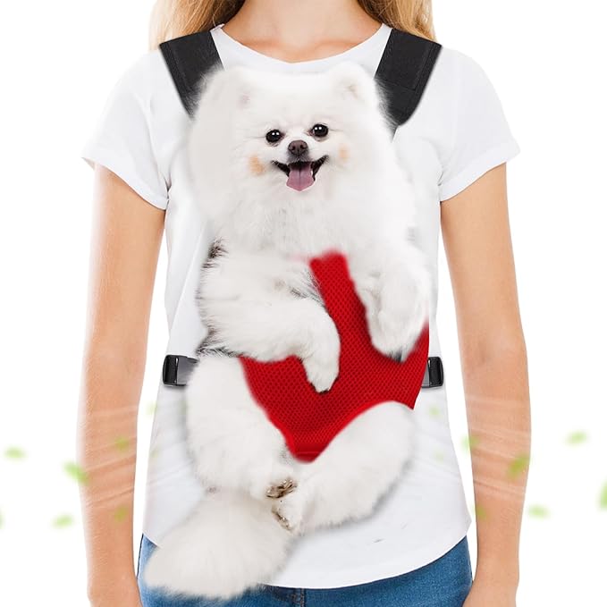 Pet Carrier Backpack, Hands-Free Adjustable Dog Front Carrier Legs Out & Easy-Fit Dog Backpack Carrier for Hiking Camping Traveling Cycling for Small Dogs and Rabbits (Large, Red)