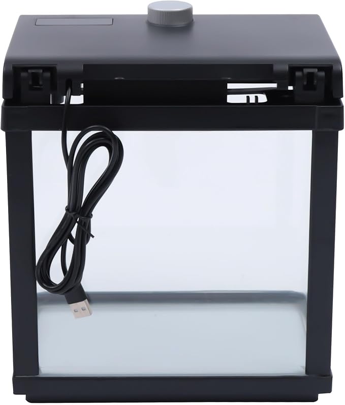 1.5 Gallon Fish Tank Starter Kits, Low Noise Betta Fish Tank with Fil-TER LED Light Submersible Pu-mp, Glass Small Fish Tank Smart Aquarium kit with Dimmer Button Water Temperature Display