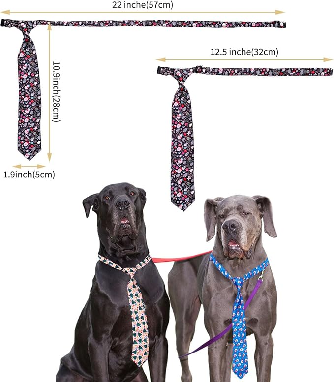 PET SHOW 10pcs Pack Christmas Big Dog Ties Neckties for Large Breed Dogs XL Adjustable Holiday Grooming Accessories Neck Ties Bowties Girl Boy Festival Costumes Photography Party Gift Favor