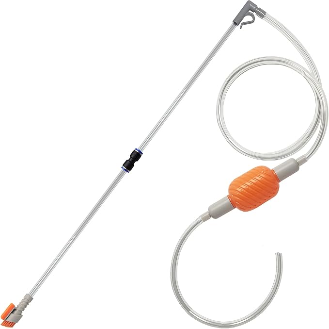 Compact Aquarium Siphon Vacuum and Water Changer Kit with Cleaning Brush. Perfect for Simultaneous Water Changing and Cleaning in Small Fish Tanks. Gravel and Sand Cleaning.