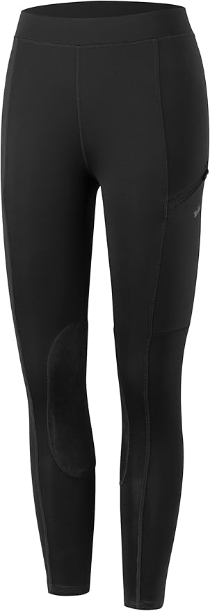 Willit Girls Horse Riding Pants Tights Kids Equestrian Breeches Knee-Patch Youth Schooling Tights Zipper Pockets