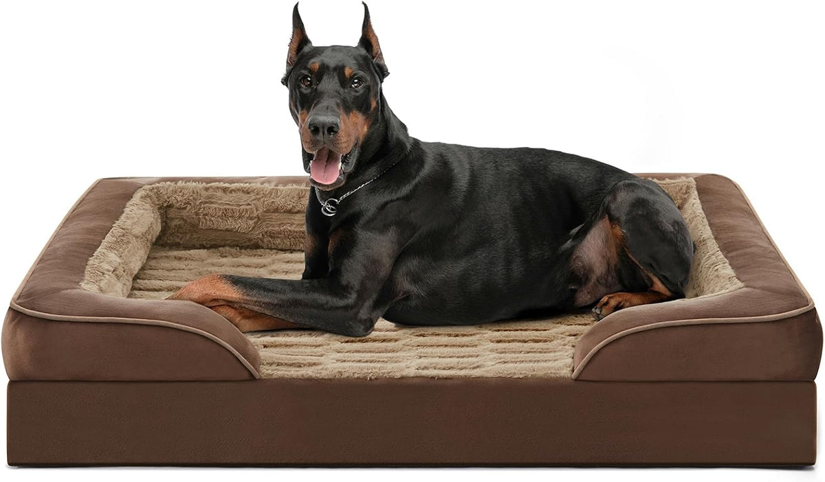 FURTIME Orthopedic Dog Bed for Extra Large Dogs - XL Waterproof Dog Sofa Bed, Ultra Comfy Supportive Foam Pet Bed with Removable Washable Cover, Jumbo Dog Bed with Nonskid Bottom