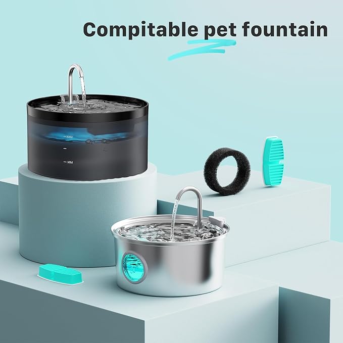 Dog Water Fountain Filter: 12 Pet Water Fountain Filters - Including 6 Pieces of Filters + 6 Pieces Sponges - Suitable for FOFNON Wired Dog/Cat Fountain
