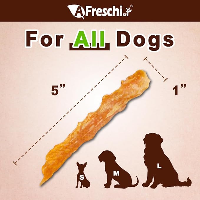Afreschi Turkey Tendon Flake 3.5 oz, USA-Sourced Turkey Tendon, Dog Treats for Classic Series, All Natural Human Grade Dog Treat, Suitable for Training chew, Rawhide Alternative