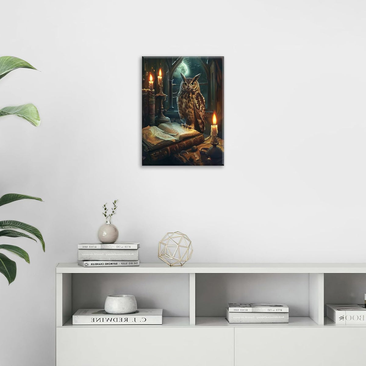 Owl Book Wall Art Vintage Canvas Wall Decor Prints Framed Painting Owls Pictures Gifts Artwork for Bathroom Living Dining Bedroom 16"x20"