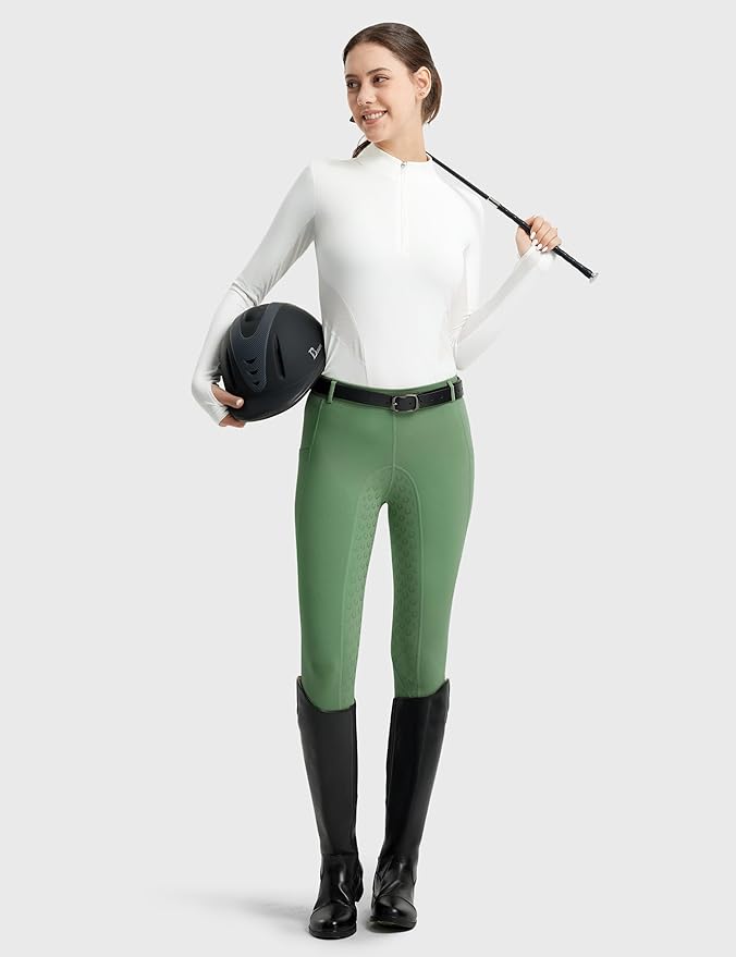 FitsT4 Sports Women's Full Seat Riding Tights Active Silicon Grip Horse Riding Tights Equestrian Breeches
