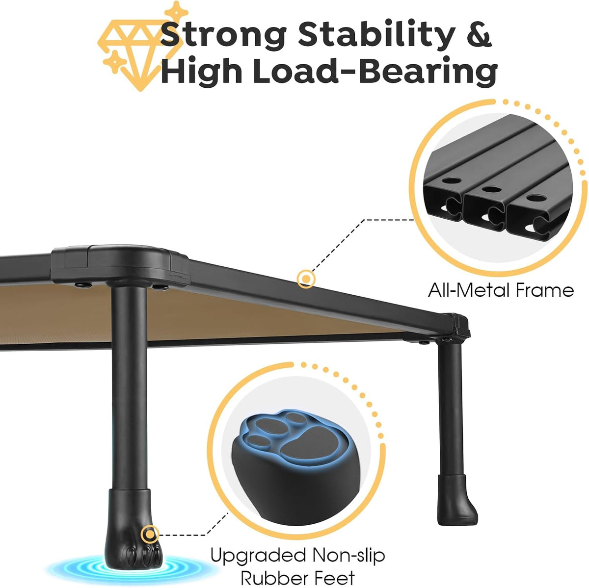 Veehoo Chew Proof Dog Cots - Large Dog Anti-Scratch Hammock Bed for Training, Off Ground, Cooling