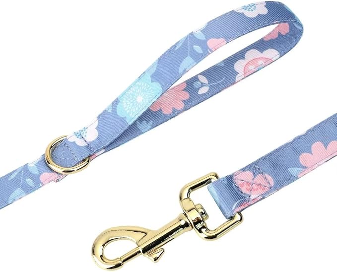Beirui Cute Girl Dog Collars, Harnesses & Leashes Set - Adjustable Dog Collar and Leash Set with Flower - Soft Mesh Dog Vest Harness for Puppies Small Medium Dogs (Purple,S)