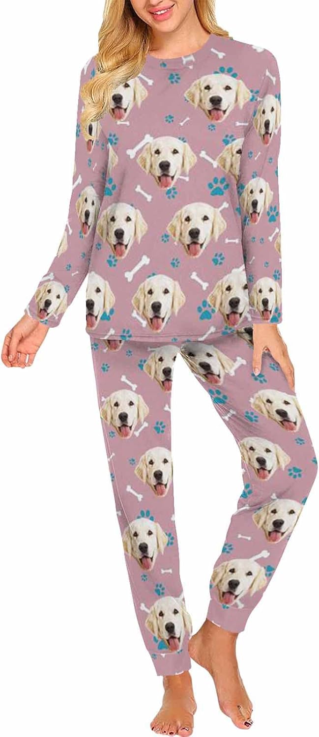 MyPupSocks Custom Face Pajamas Sets for Women, Personalized Photo Sleepwear XS-XXL