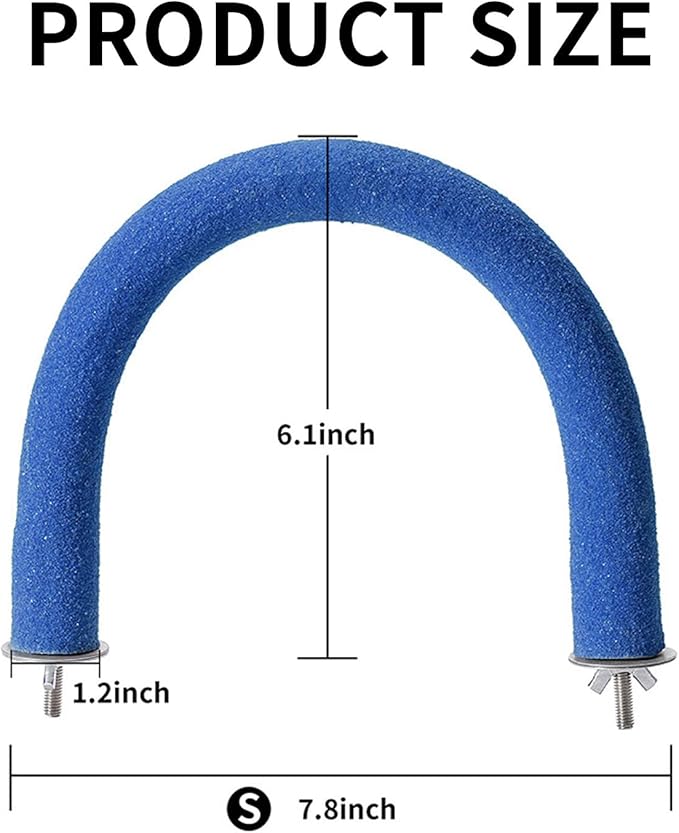 U Shape Parrot Perch Stand Toy Bird Platform Sand Paw Grinding Clean Stick Exercise Conure Budgie Cockatiel Cage Accessories (Small-Blue)